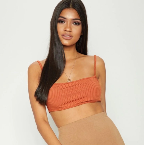 PrettyLittleThing Other - Plt burnt orange rib strappy back bralet